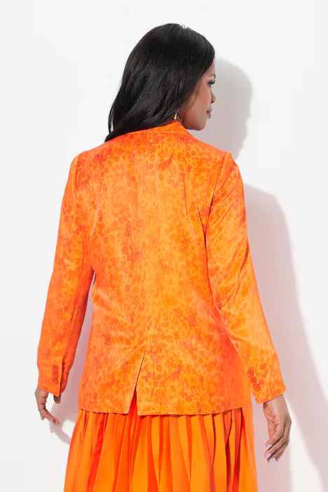 Satin-Blazer, gemustert, Reverskragen, Langarm, hellorange