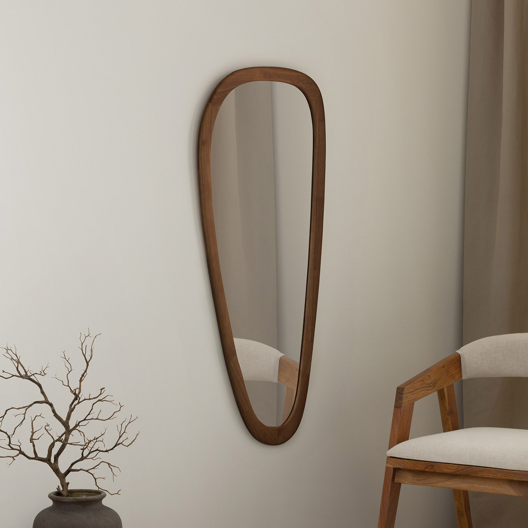 Massiver Wandspiegel ORGANIC 120cm braun Walnussholz-Design