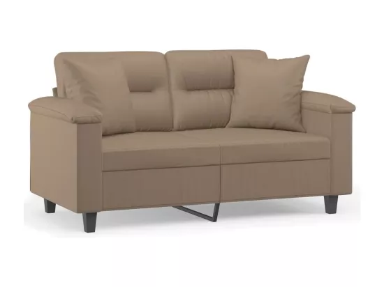 Canapé 2 places avec oreillers cappuccino 120 cm similicuir