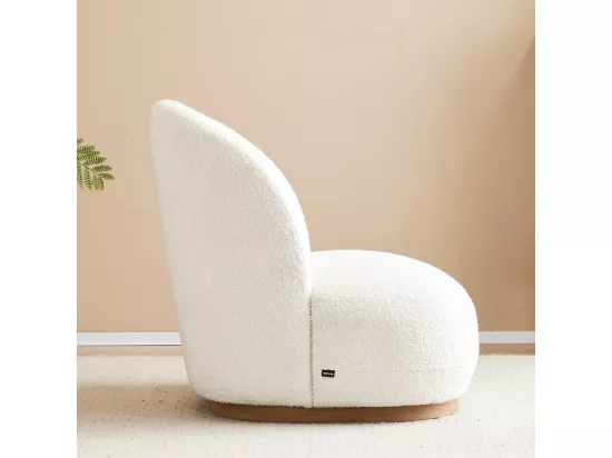 Fauteuil en tissu bouclette beige - Colette