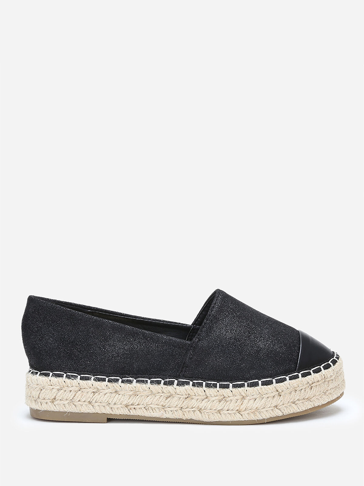 Espadrilles pailletées à plateforme- Noir