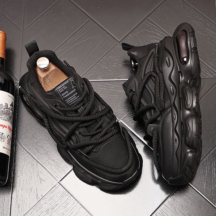 Mr Ozera - Platform Plain Lace-Up Sneakers