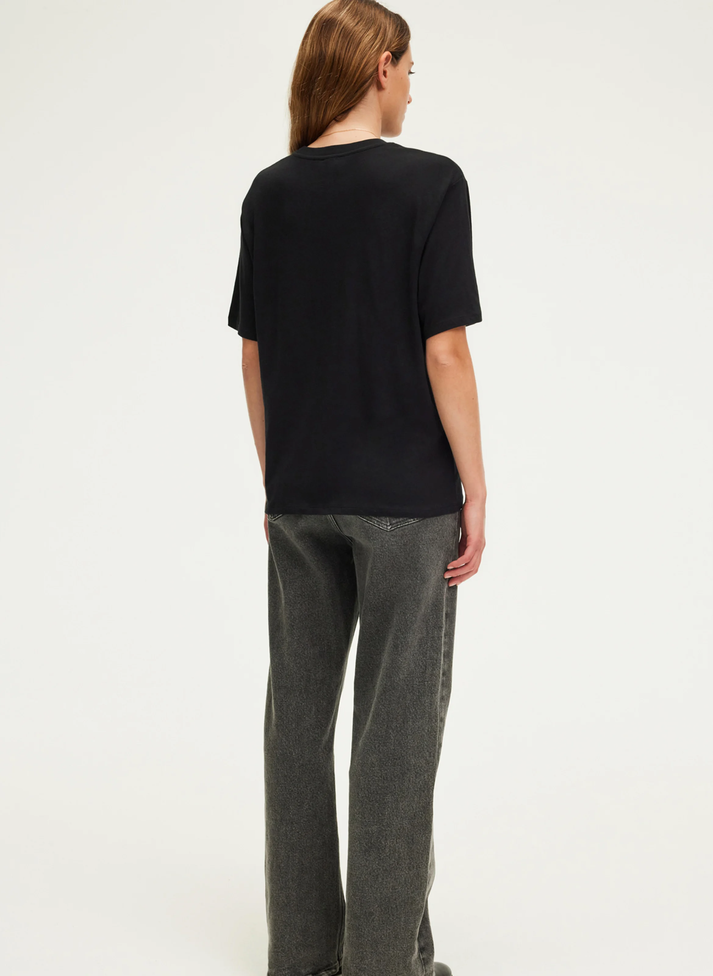 AVRIL - Tee-shirt col rond droit en coton | Noir
