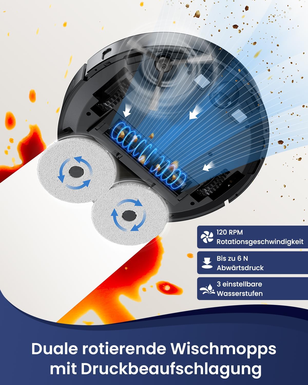 Proscenic M9 Pro Saugroboter mit Absaugstation 4500Pa Staubsauger Roboter mit Wischfunktion Dual-Rotationsmopps Saug und Wischroboter für Böden Teppiche Tierhaare, 3D Mapping, WiFi/APP