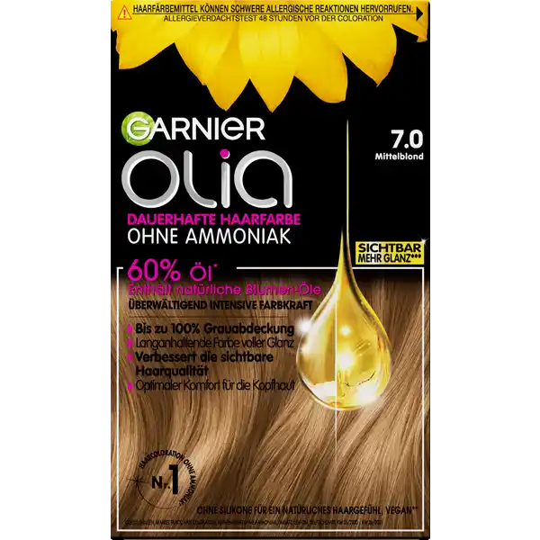 Dauerhafte Haarfarbe Coloration 7.0 Mittelblond