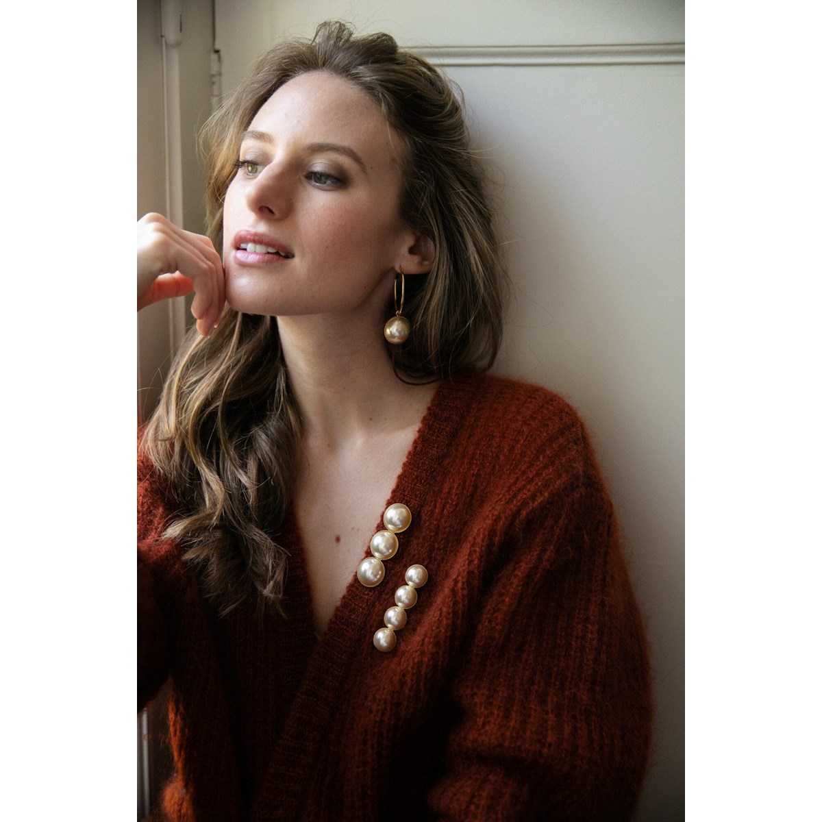 broche perles doré à l'or fin - NÉLYA