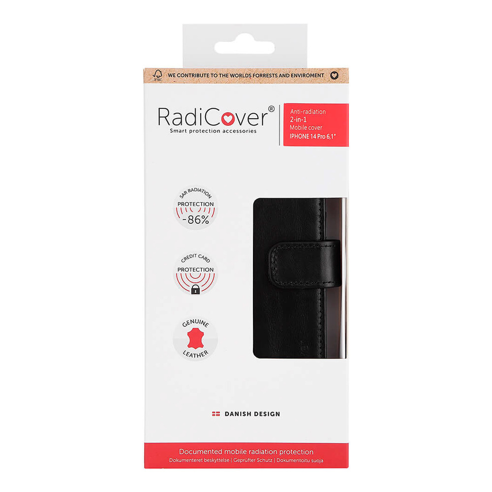 RadiCover iPhone 14 Pro Strålingsbeskyttet Mobilcover 2i1 Sort - 1 stk.