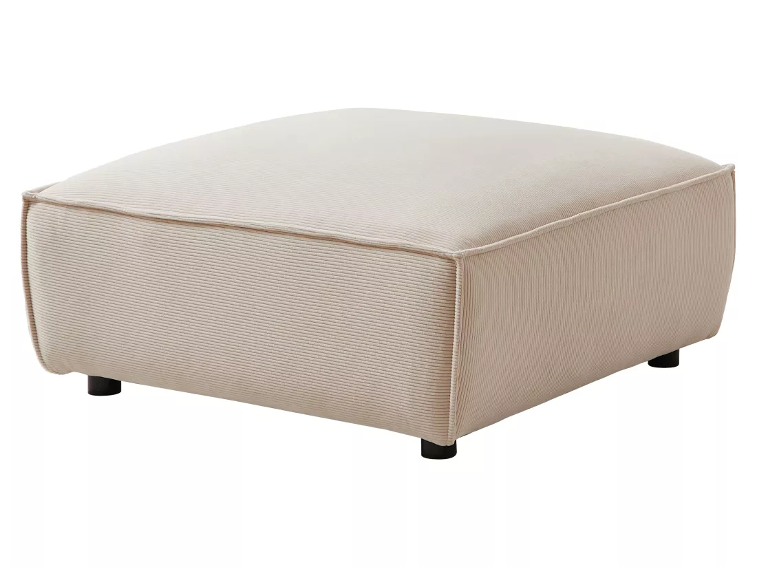 Pouf en velours côtelé beige BORORE de Pascal Morabito
