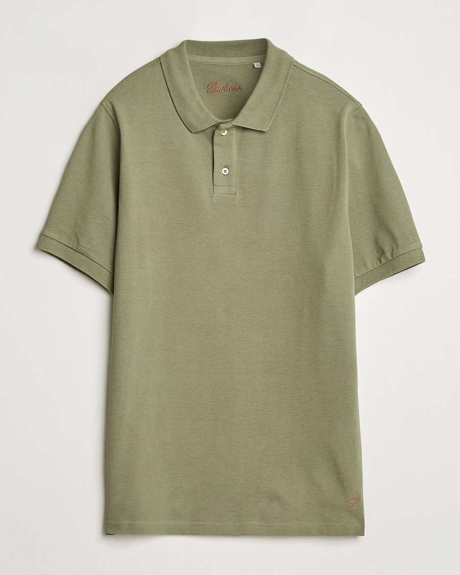 Stenströms Organic Cotton Piquet Polo Shirt Olive