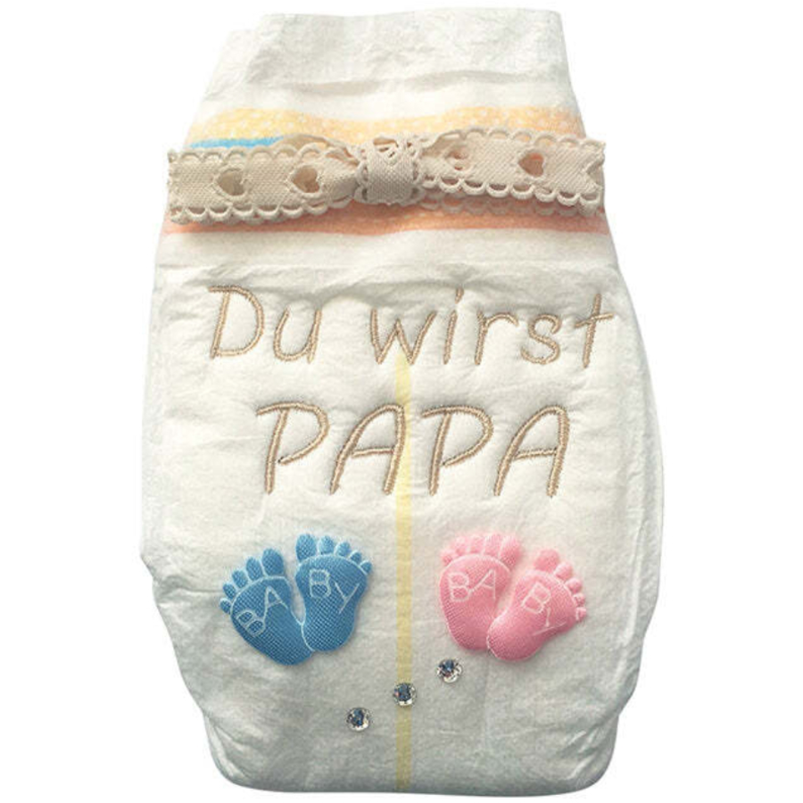 Tanjo Bestickte Windel Papa Du wirst Papa beige
