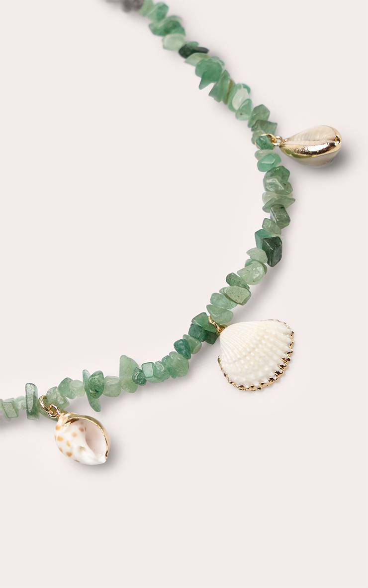 Vert Collier De Perles De Jade Et Coquillages
