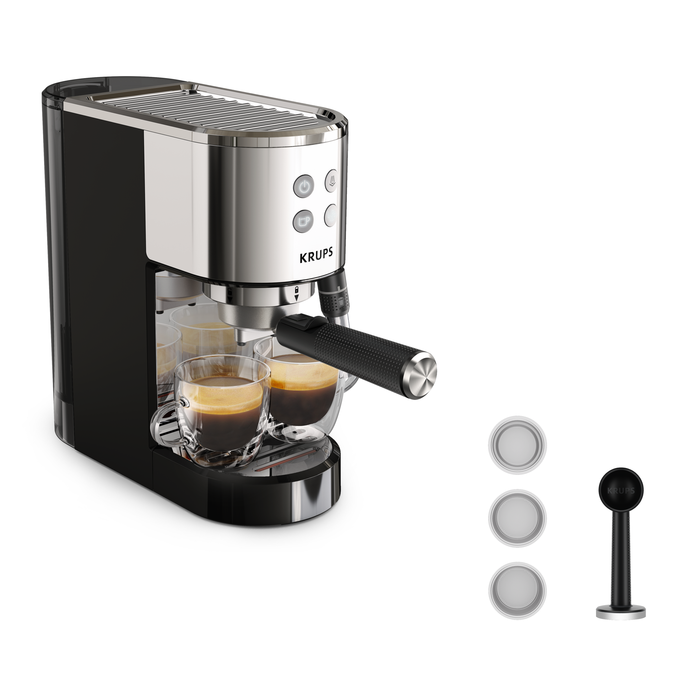KRUPS Virtuoso + Espresso Siebträgermaschine Silber Edelstahl