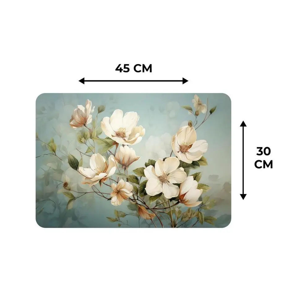 MuchoWow Placemat (6stuks) 45x30cm Bloemen Wit Natuur Vintage