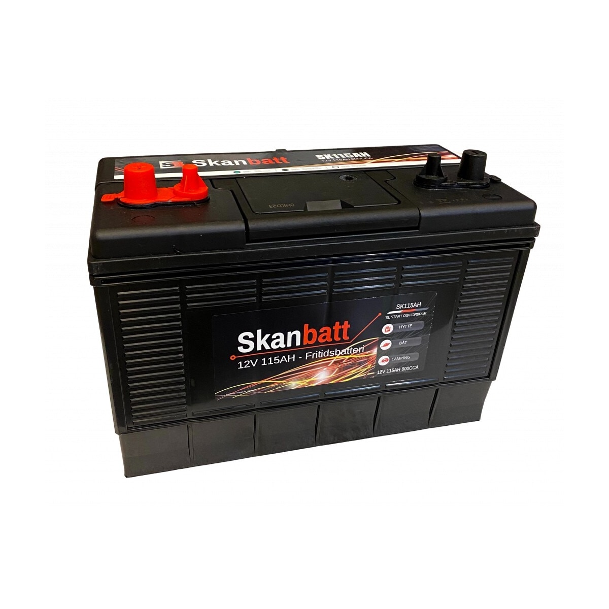 SKANBATT Fritidsbatteri 12V 115AH 800CCA (330x172x222/242mm) Dual Pol
