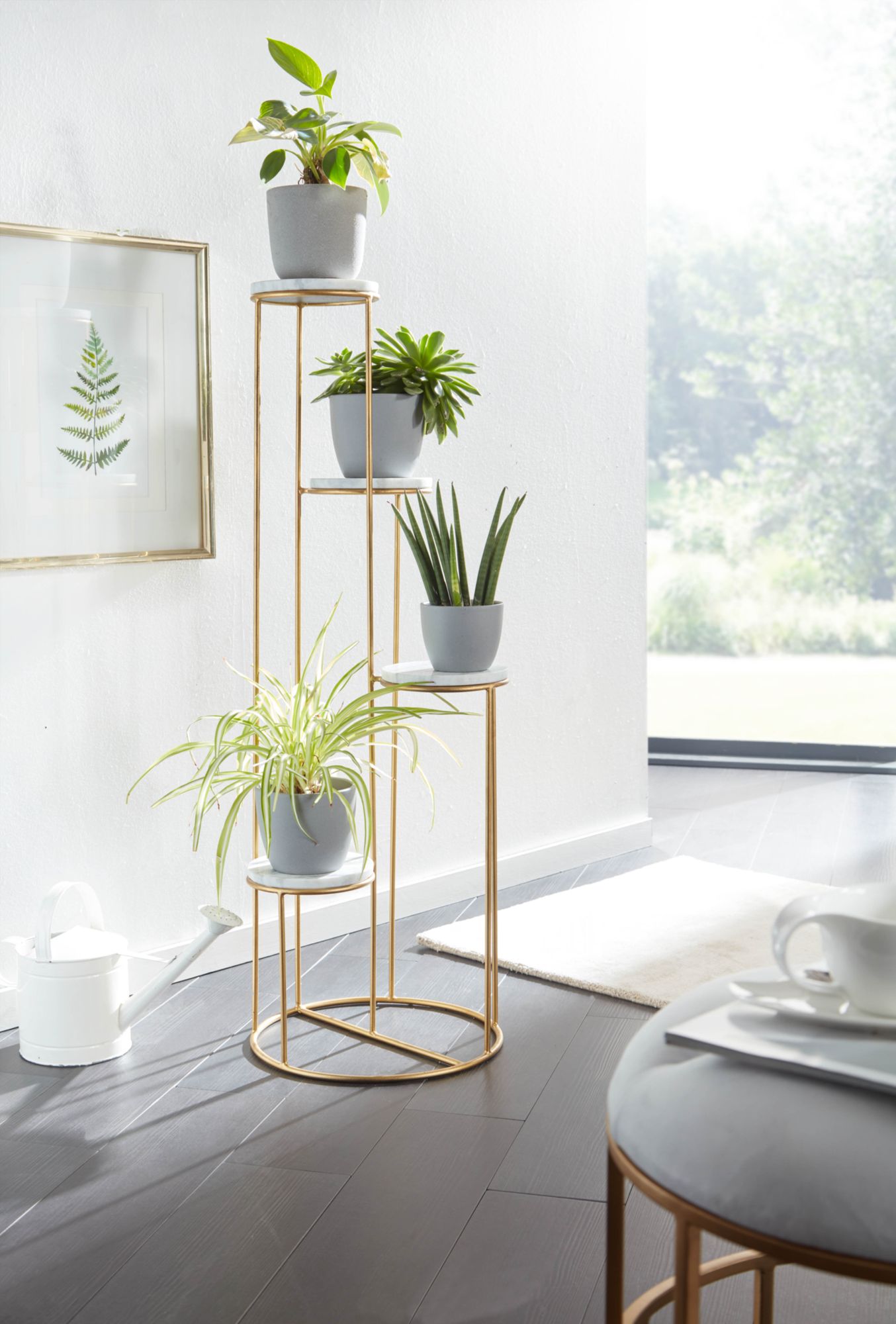 KADIMA DESIGN Blumenständer aus echtem Marmor, Eleganter Pflanzenständer für Wohnzimmer und Dekoration