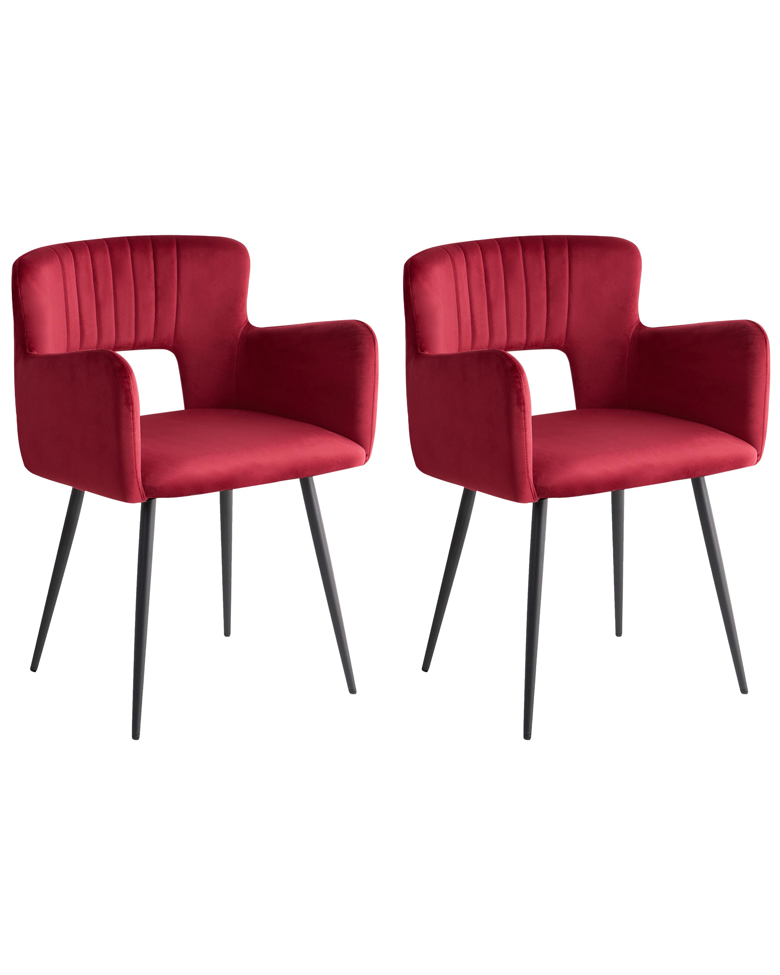 Set van 2 eetkamerstoelen SANILAC Fluweel Donkerrood