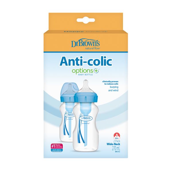 Dr. Brown's Options  Anti-colic Brede Halsfles Duopack Roze 270 ml