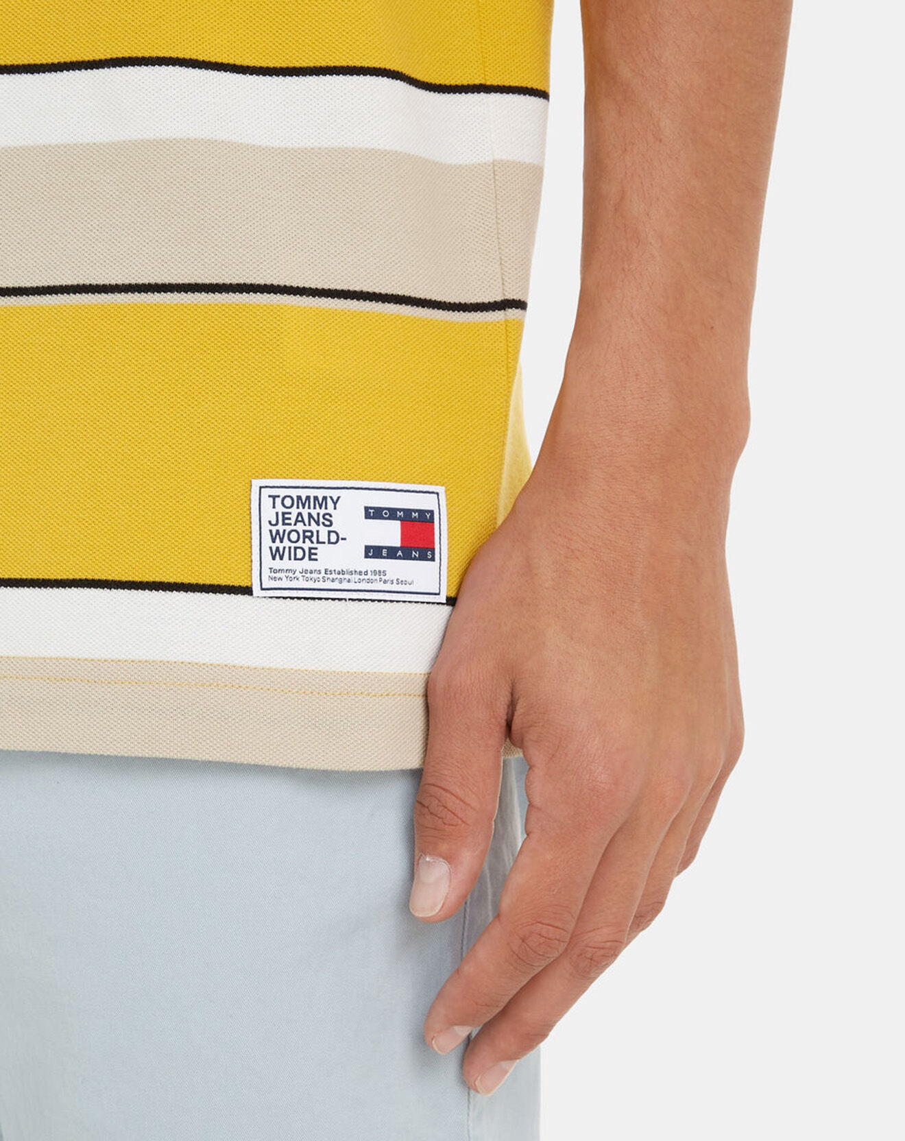 Tommy Jeans T-Shirt Bold rayé jaune/blanc