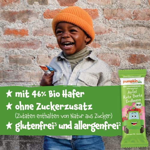 Pumpkin Organics/ Bio Haferriegel mit Apfel, Rote Beete & Erdbeere