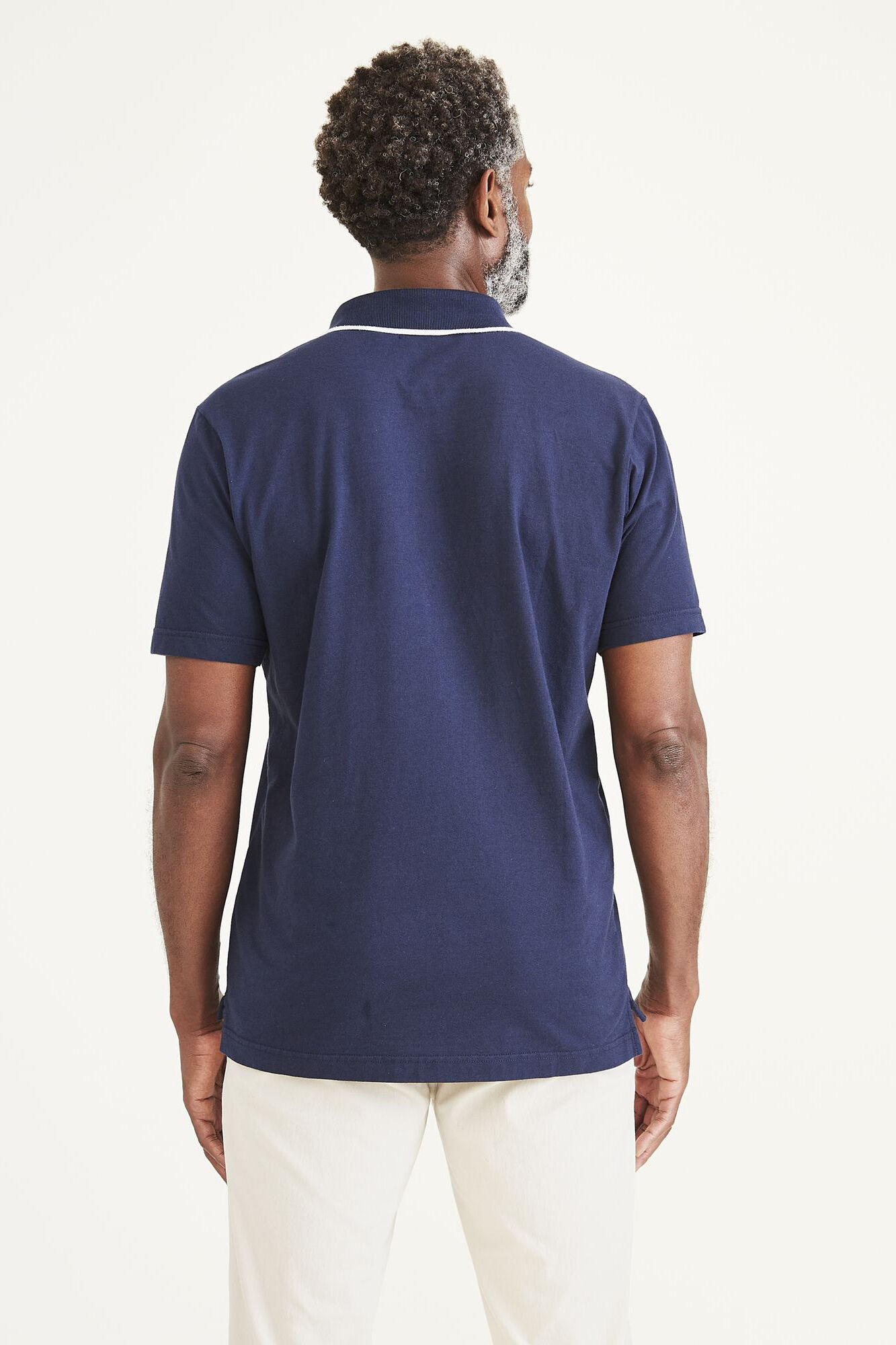 Polo de malha de algodão - Azul marinho