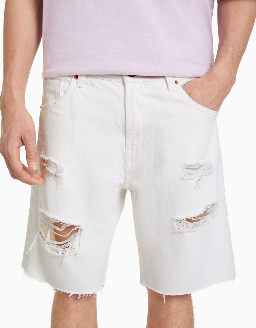 Bermuda jeans rasgada