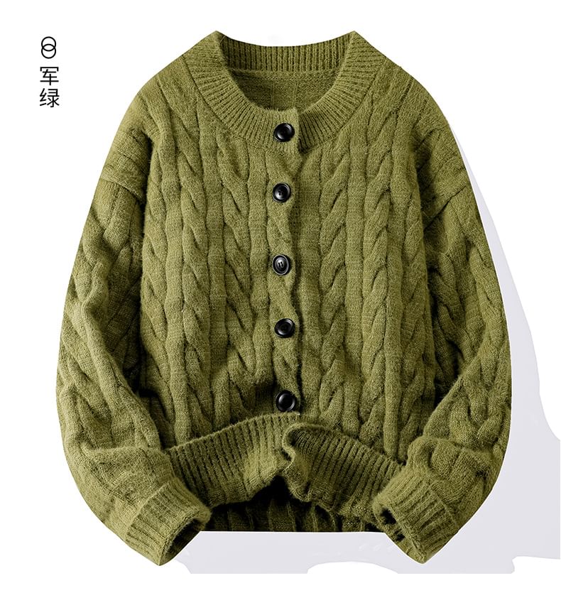 Dandyluxe - Effen kabelgebreid vest met ronde hals en knoopjes