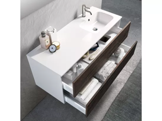 Ensemble de salle de bain vasque DX 4 pièces IGEA brun foncé