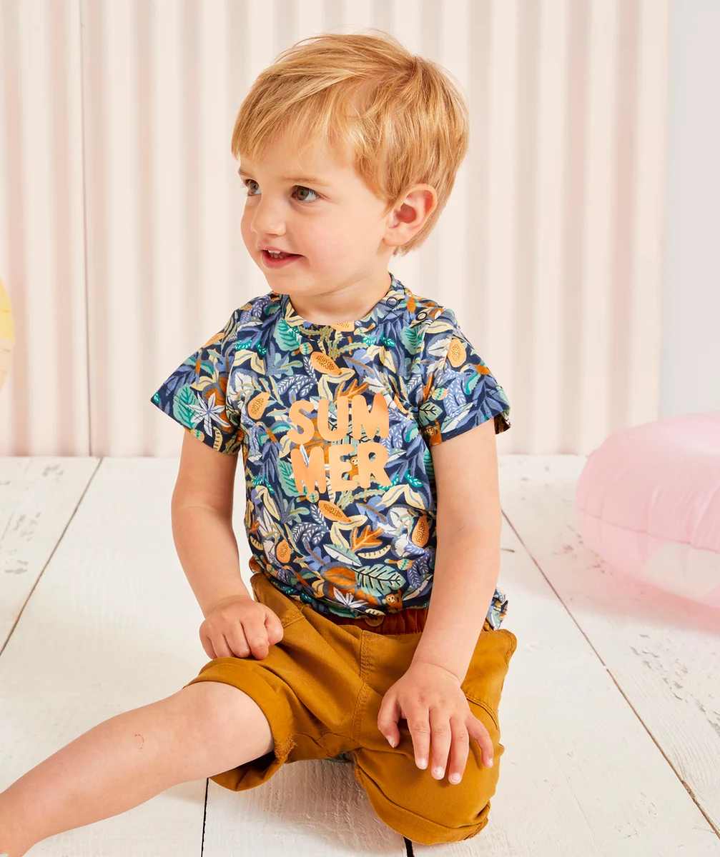 T-SHIRT BÉBÉ GARÇON IMPRIMÉ TROPICAL EN COTON BIO
