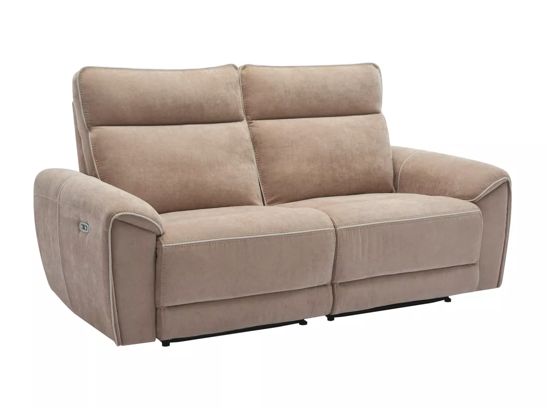 Canapé 3 places relax électrique en tissu taupe DJARALO