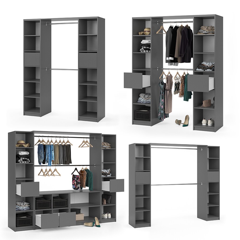 Vicco Kleiderschrank Visit Anthrazit Dielenschrank Flurgarderobe - Offen begehbar (Set XL)