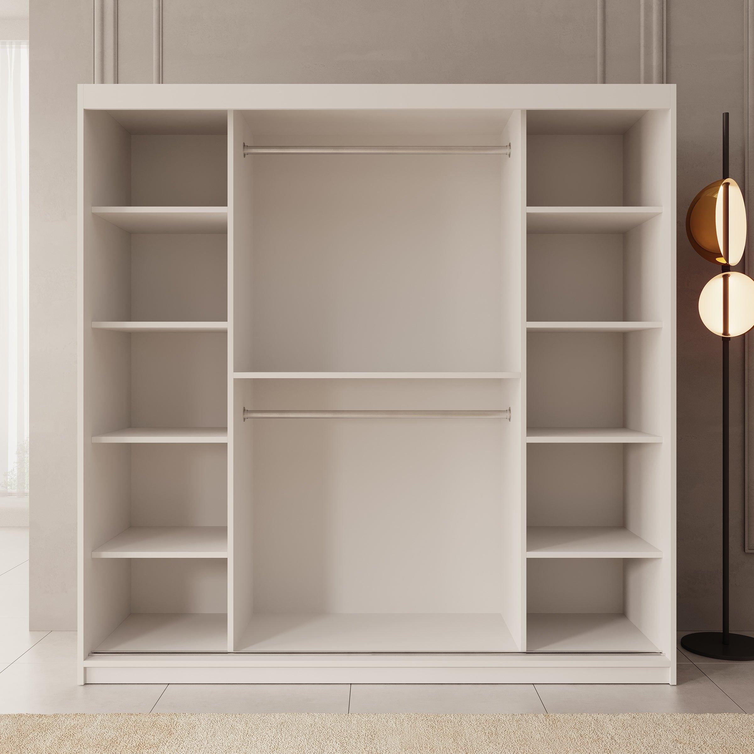 Azai - Kledingkast met schuifdeuren - Wit - 200x62x200 cm