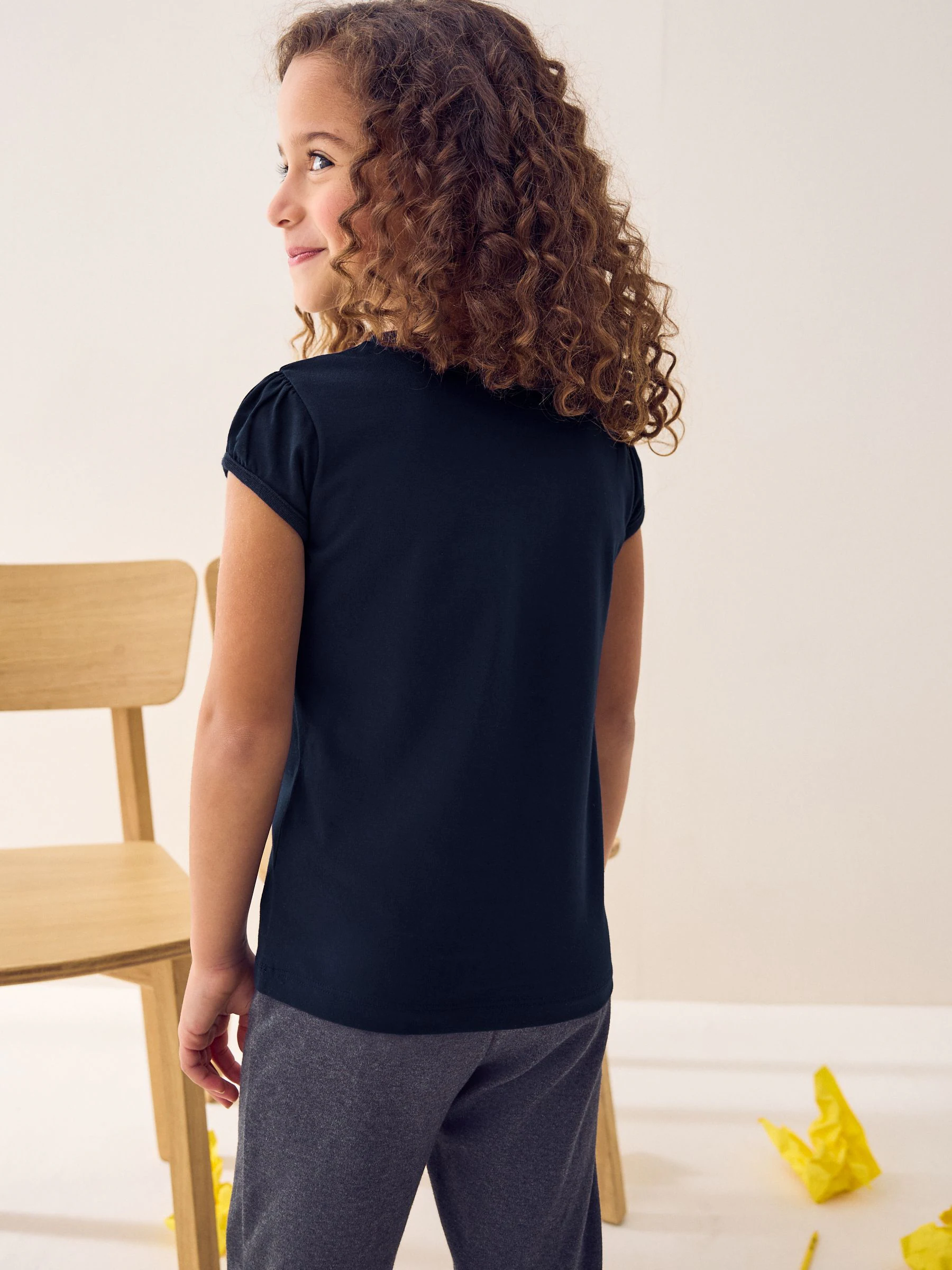 Donkerblauw - 2 -pack T-shirts met pofmouwen (3-16jaar)