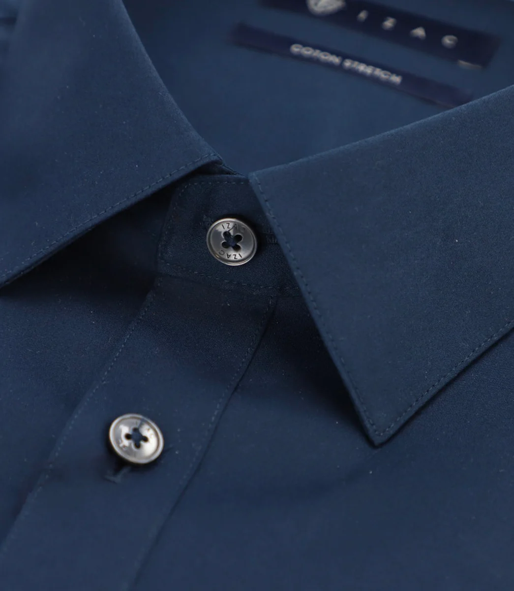 Chemise slim en popeline stretch marine MALTE