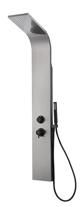 Colonne de douche hydromassante mécanique avec pommeau + douchette + flexible finition gun metal Essebagno Esseflat