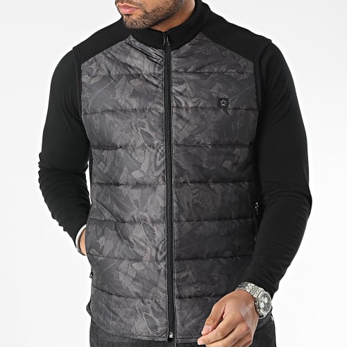 Doudoune Sans Manches Gris Anthracite Floral