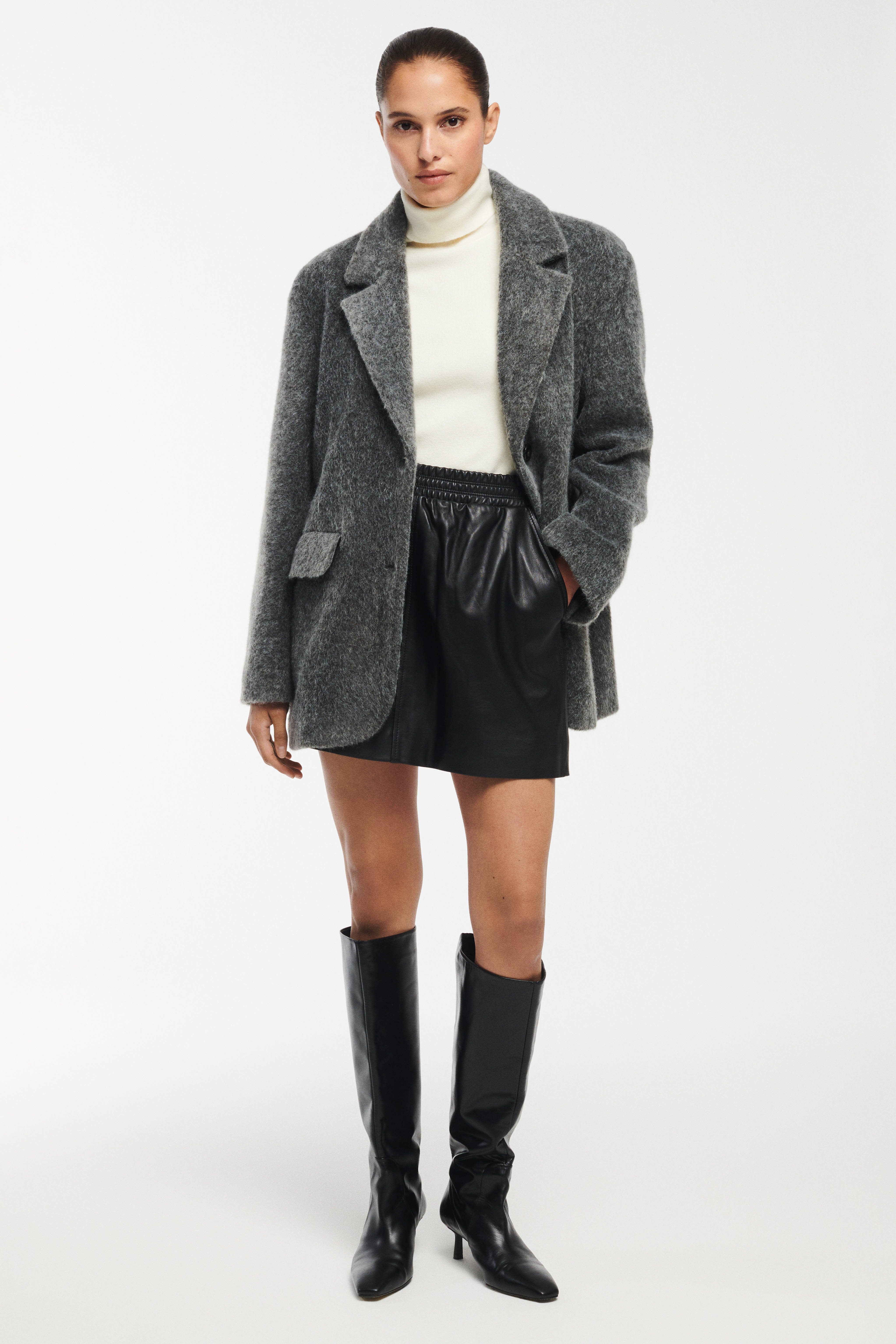 Studio AR by ARMA gemêleerde oversized blazer Embla met wol donkergrijs