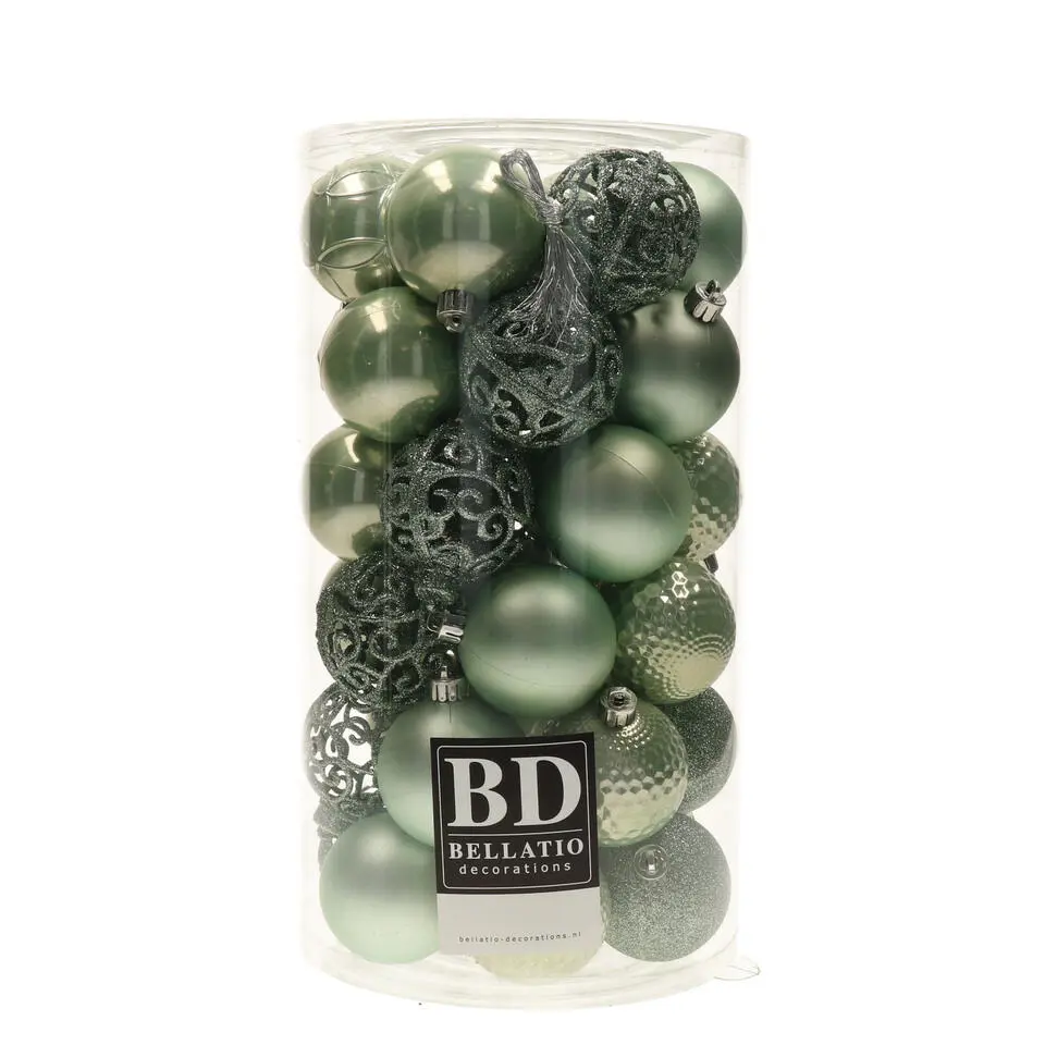Bellatio Decorations kerstballen -37x -mintgroen -6 cm -kunststof