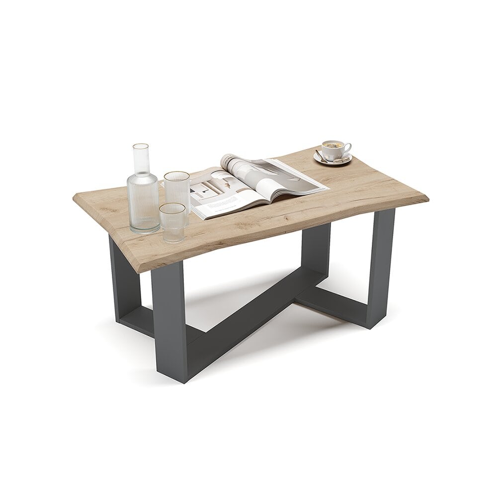Vicco Couchtisch Sofatisch Beistelltisch Arne Baumkante Goldkraft/Anthrazit
