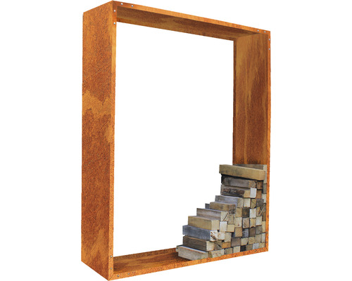 Palatino Corten haardhoutoverkapping met achterwand, 150 x 40 x 180 cm, bruin