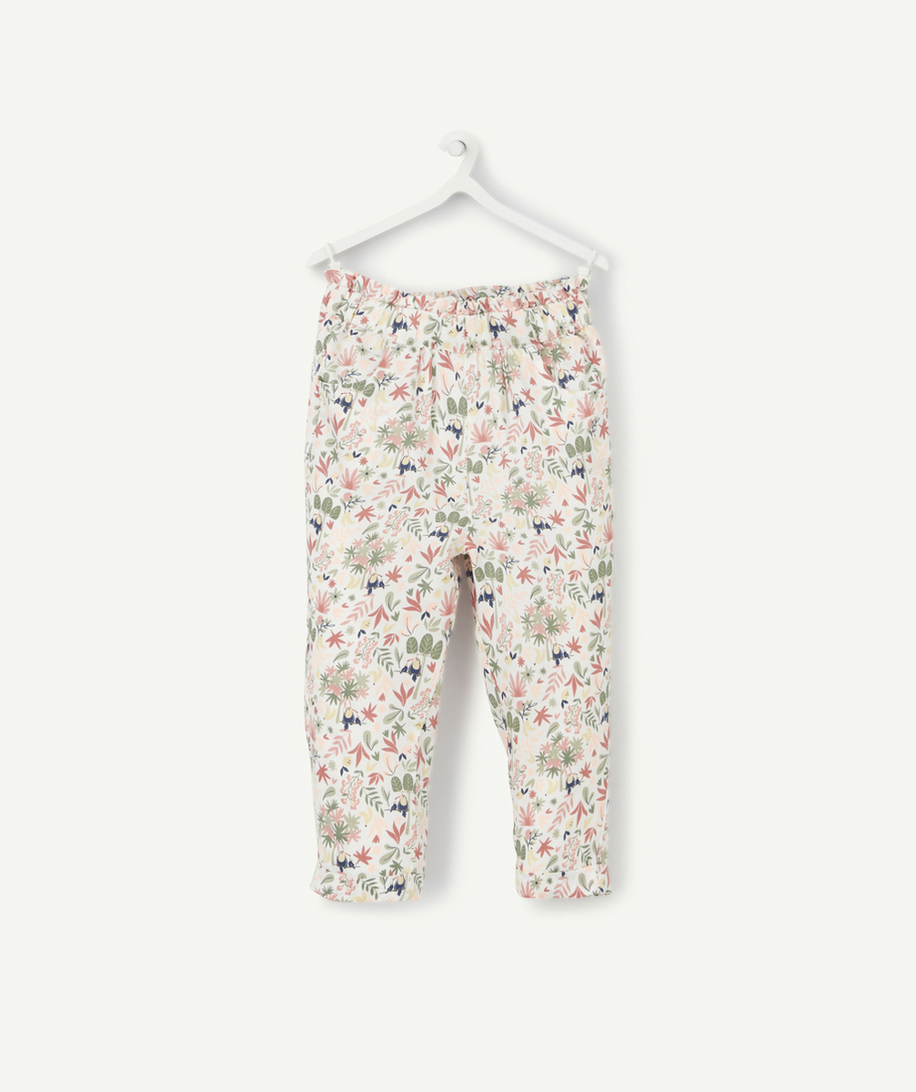 PANTALON FLUIDE BÉBÉ FILLE EN COTON FLEURI