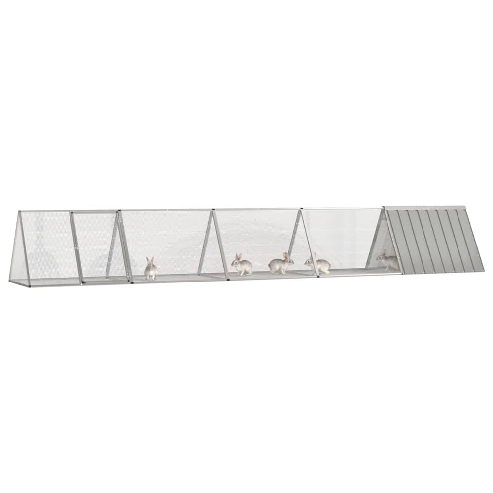Cage pour lapin gris 504,5x80,5x71 cm acier galvanisé