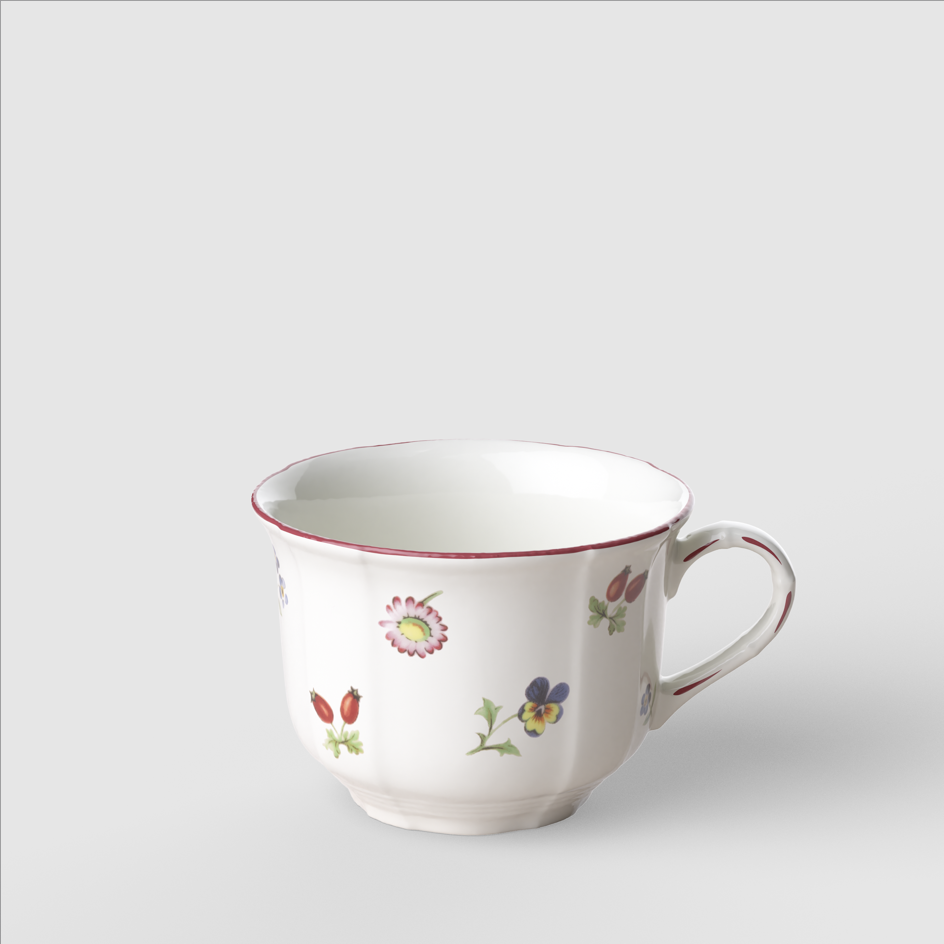 Petite Fleur Cappuccino cup White, 8.8 oz, Premium Porcelain