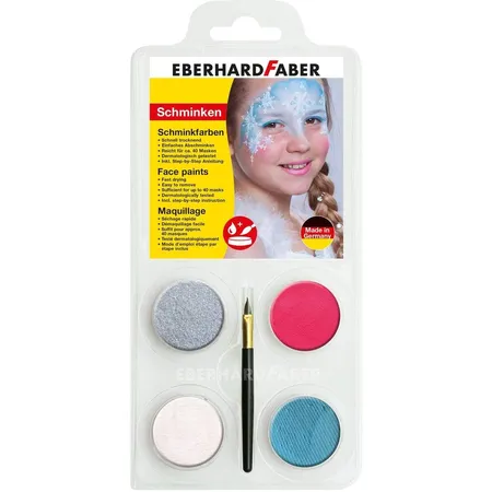Eberhard Faber Kinder Schminkset Eisprinzessin mit 4 Farben, Pinsel und Anleitung