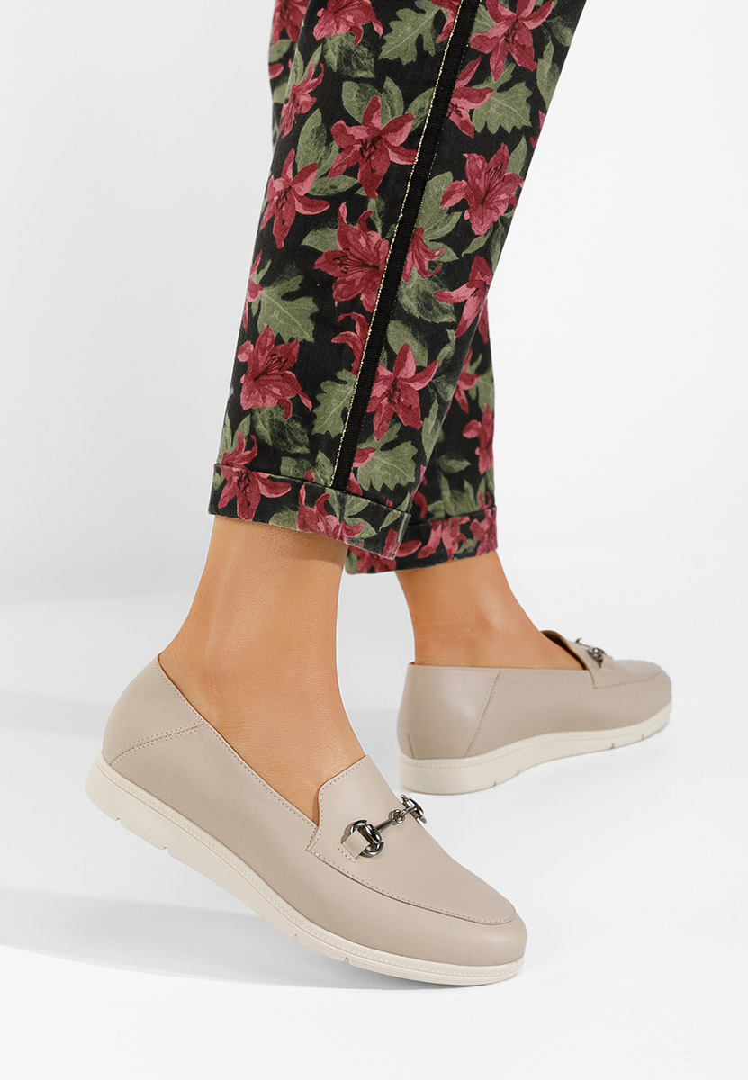 Mocassins femme en cuir beige Elvia B