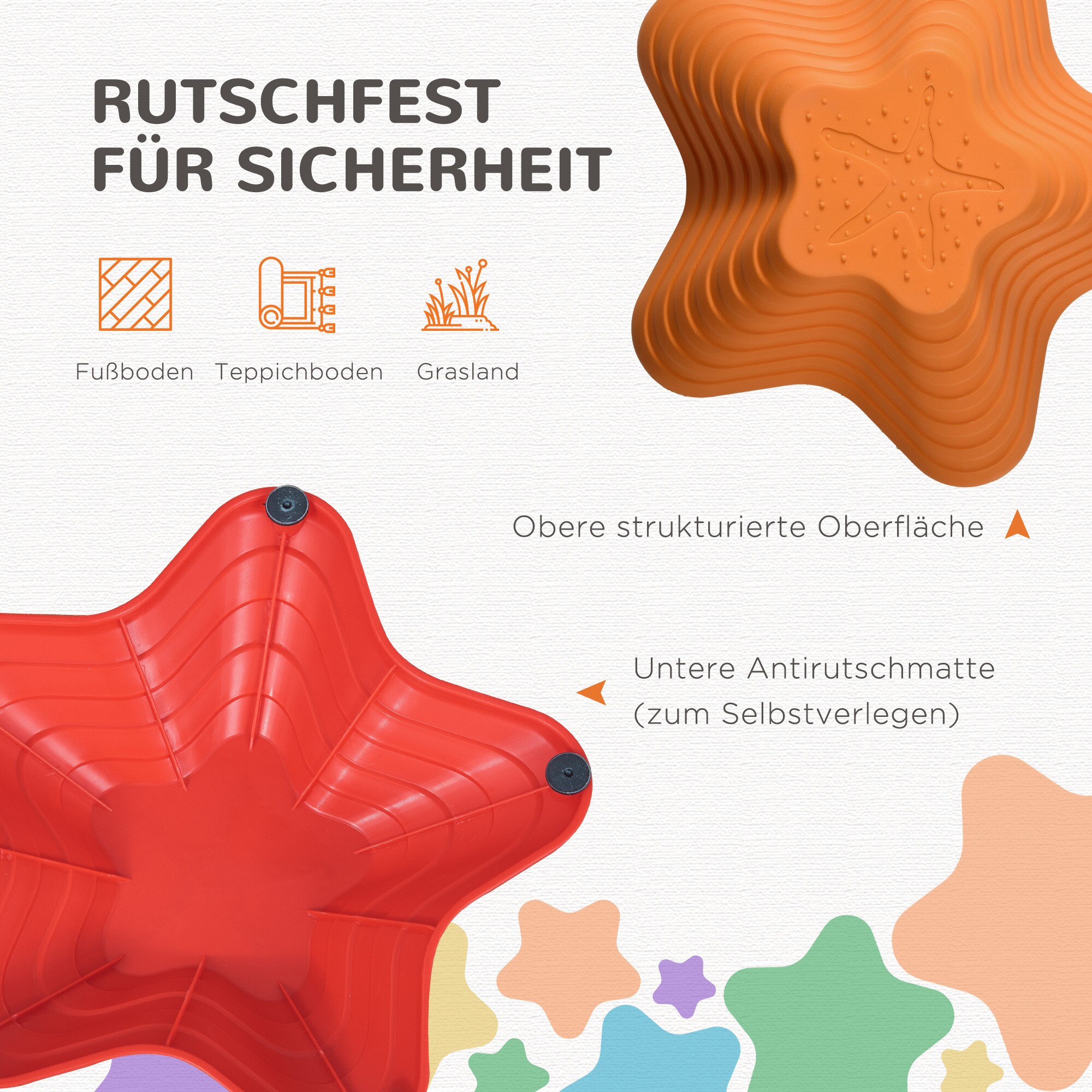 Outsunny Balance Fluss-Steine stapelbar bunt 40,5L x 40,5B x 20H cm