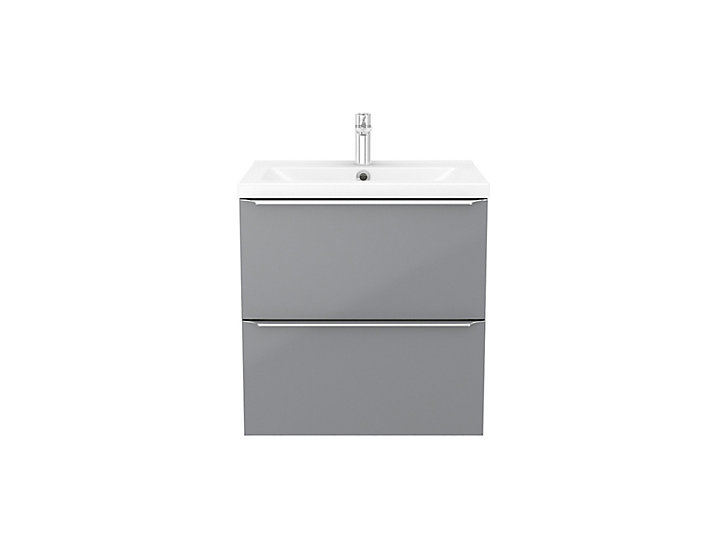 Meuble sous vasque à suspendre GoodHome Imandra gris 60 cm + plan vasque Nira