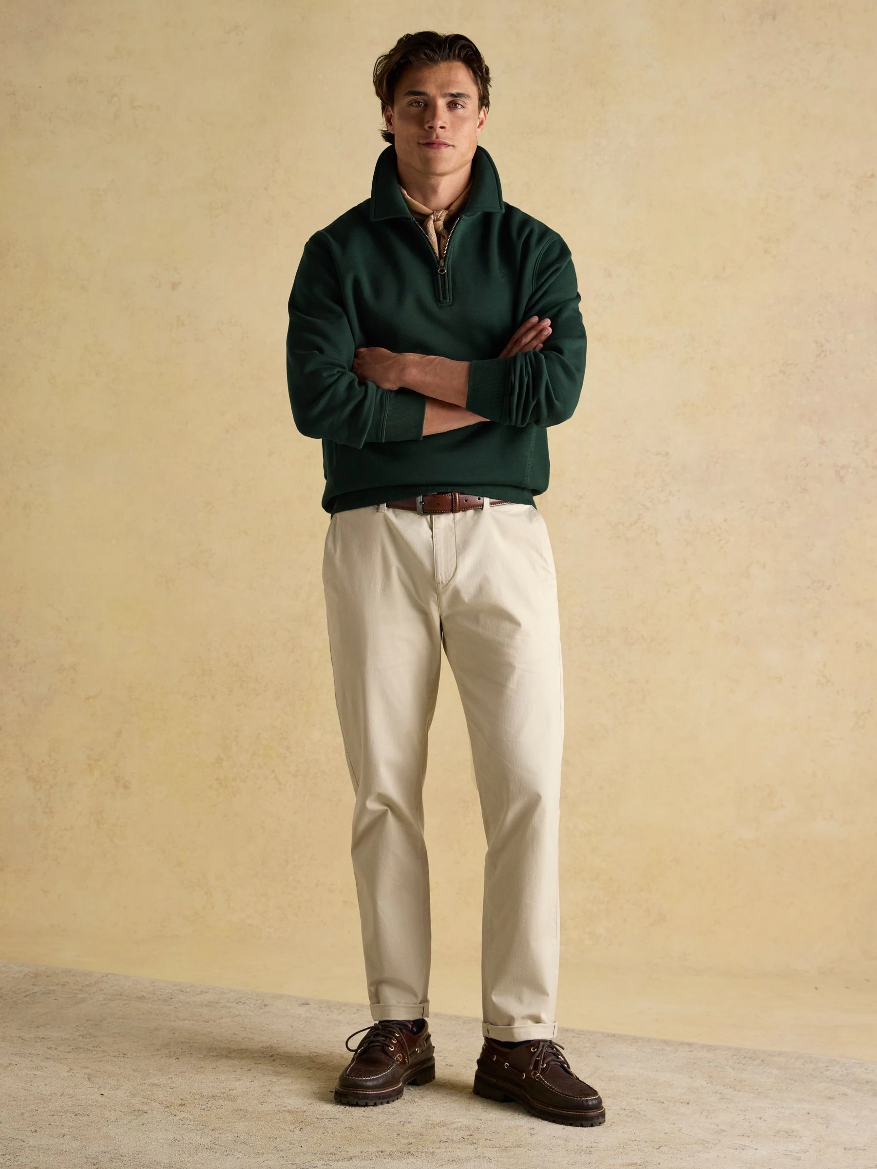 Groen - Joules Brushed Cotton Collar Quarter Zip Sweatshirt