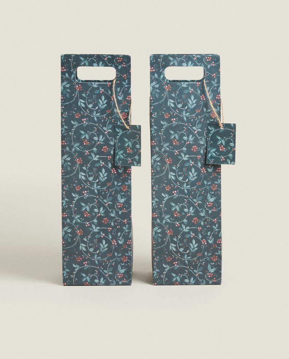 SACOLAS DE PRESENTE DE VINHO DE NATAL (PACOTE COM 2)