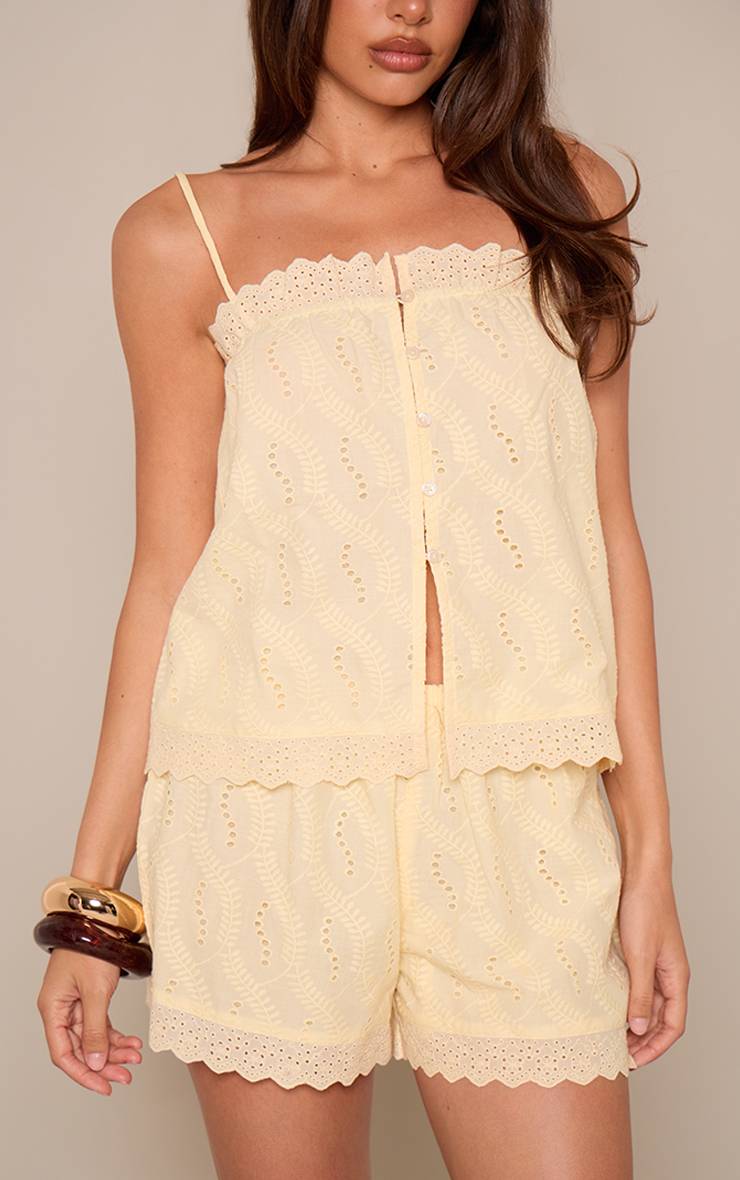 Citron Ensemble Coordonné Short Broderie Anglaise