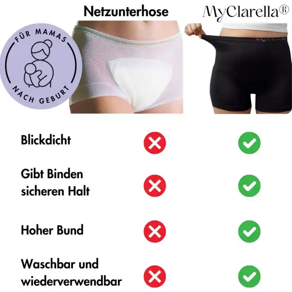 Wochenbett-Unterwäsche Postpartum Panty schwarz Gr. L